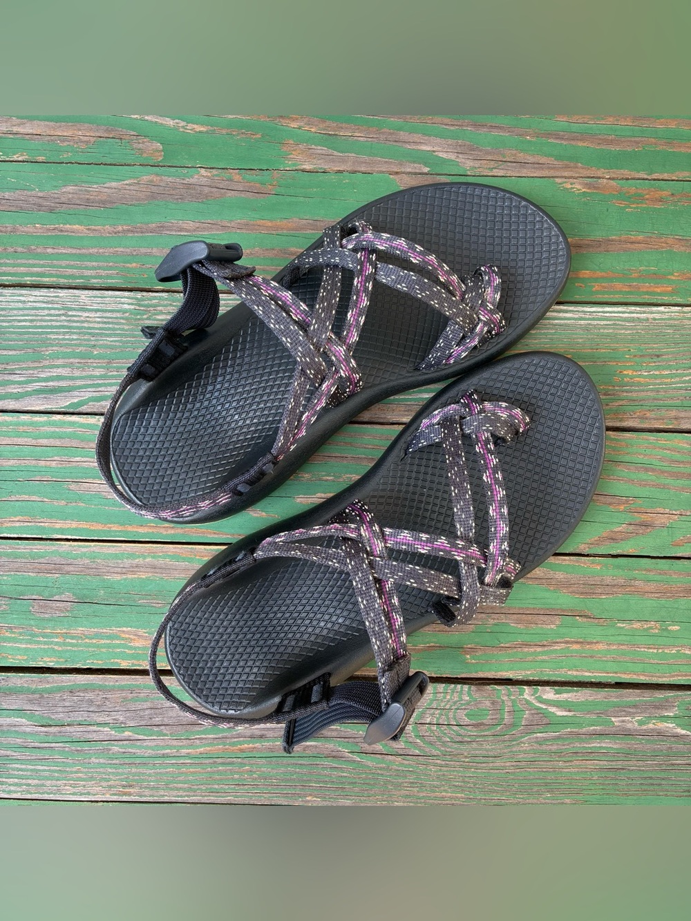 Chaco ZX/2 Classic Sandals Black Purple Womens Sz 8 Beach Hiking ActiveWear